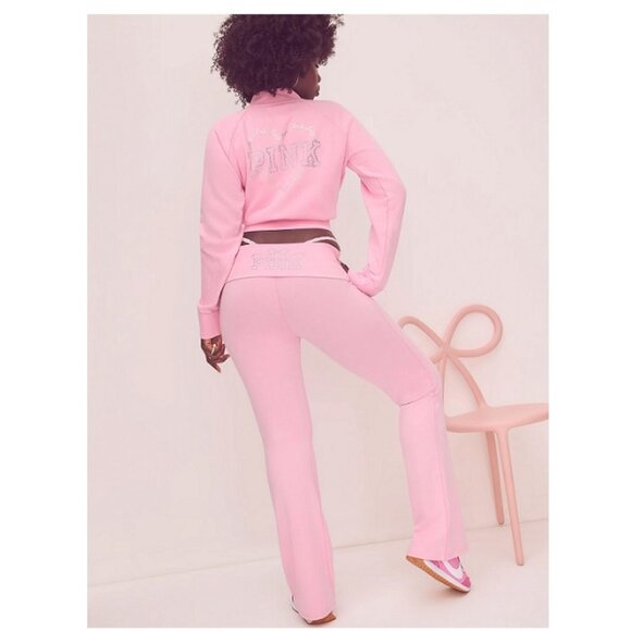 Pink X LoveShackFancy Tops - PINK x LoveShackFancy Reissued Full-Zip Sweatshirt & Flare Leggings Set LARGE
